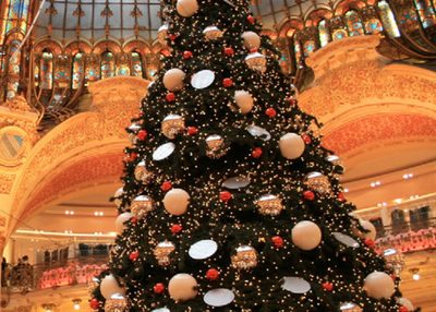 Sapin géant installé dans un centre commercial pour Noël